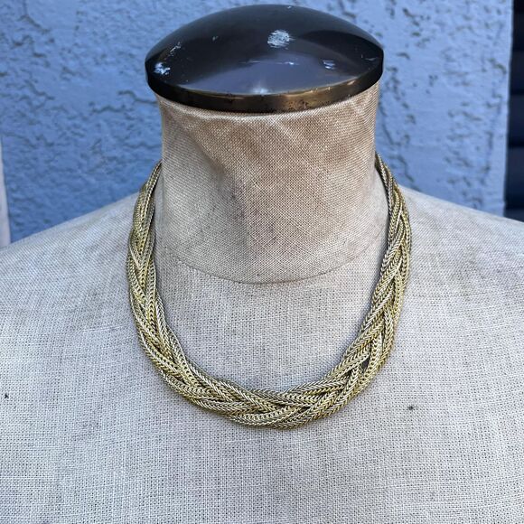 Vintage Gold Braided Chunky Chain Necklace - Picture 2 of 4